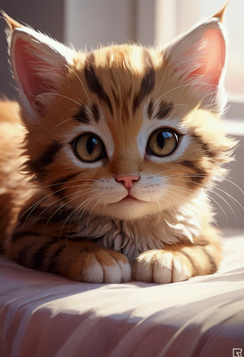 Beautiful little beastman, kitten,Volumetric Light, Ultra-realistic, Intricate details, shape, Painting, watercolor, Cute Chibi, Sleep, close your eyes,ah!, Shallow depth of field, Pastel Color Palette, Soft lighting, minimum, Modern, Digital Painting, Lois van Baerle、Ross Tran、Art by artgerm, Artstation HQのトレンド, Very detailed