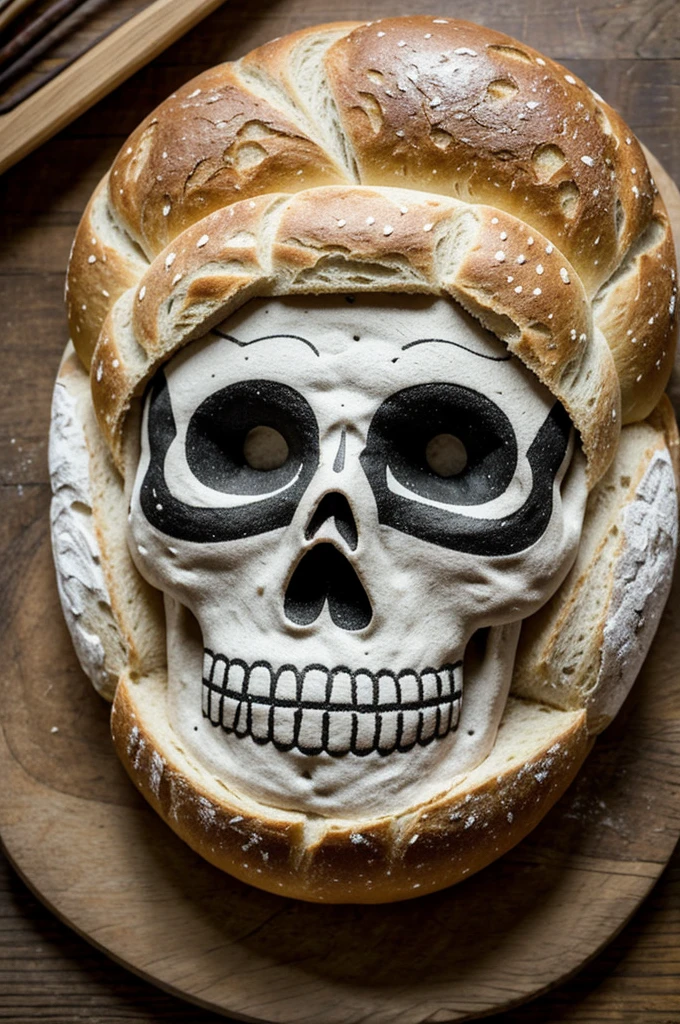 Make a bread of the dead in Mexico to draw with details for the day of the dead