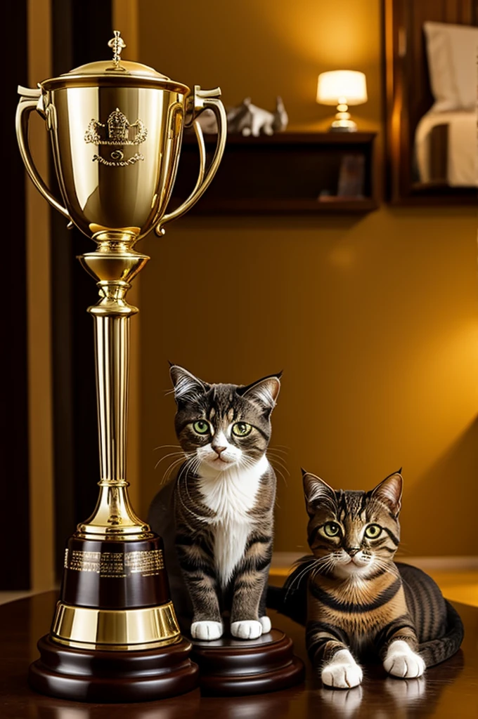 Trophy with cat inside
