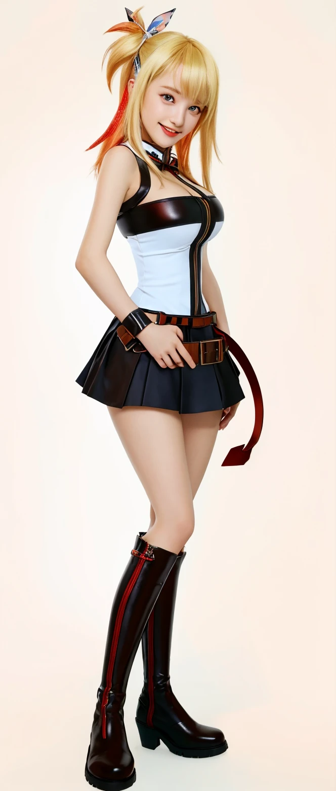 ((Best Quality)), ((Masterpiece)), (detail: 1.4),((Ranma-chan, single ginger braid: 2.1) , ((red hair)), charming smile, leaky belly button, vibrant blue eyes, mini-skirt blue, tangzhuang drenched top, cropped top, looking at the viewer , (excellent detail, outstanding lighting, wide angle), dramatic shadows , ray tracing, NVIDIA RTX, Super Resolution, Unreal 5, Subsurface Scattering, PBR Textures, Post Processing, Anisotropic Filtering, Depth of Field, Maximum Sharpness and Acutance, Multi-Layer Textures, Albedo and Highlight Mapping, Surface Shading, Accurate Simulation of Light-Material Interactions, Perfect Proportions, Octane Rendering, single tone Lighting, Wide Aperture, Low ISO, White Balance, Rule of Thirds, 8K RAW, sfw, visible through the top, erect under the clothes, (extra-fine clothing material), full body pose, ((black boots)), view from ((side)), (perfect ass), (underboob), (hands and knees down)