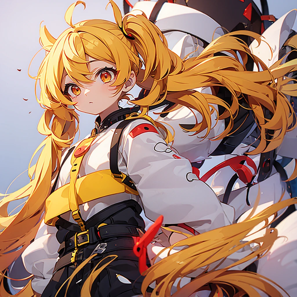 girl,Twin tails,Yellow Hair,Red eyes,