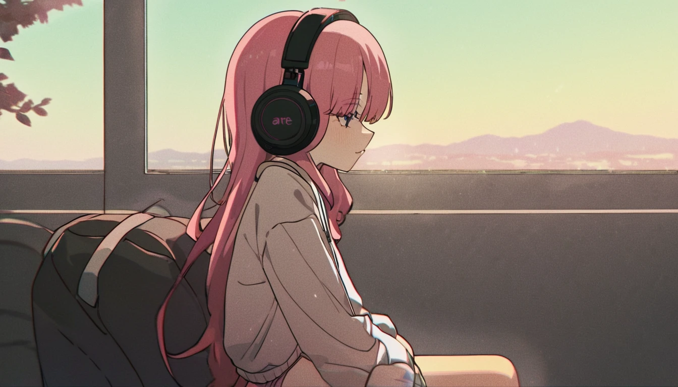 A girl dancing solo with headphones on in her room - "Solo jam session",chat ear、Dancing GirlSomeone is sitting on a train bench and looking out a window at the landscape passing by, Elogio Artstyle, Arte Lofi, lofi aesthetic, Lofi Sensation, Hip Hop Lofi, , Retrato Lofi, lo fi, arte lo-fi, vibe, badass vibes , cores , lofi girl aesthetic

