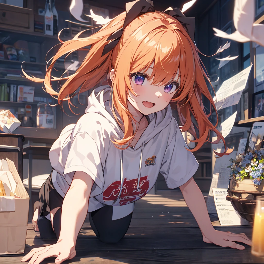 (Recall,On :1.3),(:1.3),Highest quality,Best image quality,Perfect Anatomy,masterpiece,Ultra-detailed,beautiful,super high quality, Highest quality,High resolution, Very detailed,Game CG,Dutch Angle ,beautiful細部までこだわった目,Visual Arts,Five Fingers, Perfect hands,Hide your hands, {{{One Girl}}}, beautiful詳細な女の子, Game CG, Spring flower, One curl on the outside, Short Bob Hair, Pastel orange hair, Purple eyes,Stylish accessories solo,  enhancement, Medium Shoot, woman, Take-out, Laughter, huge ,,Pastel green checkered mini skirt,Black knee-highs, {{{{{Wearing a pastel green hoodie}}}}},Open your mouth, Daytime Classroom, wonderful, beautiful細部までこだわった目, Highest quality, Very delicate,Masseter muscle area,Highest quality,(Official Art、Highest quality、Unity 8k wallpaper、32k、masterpiece、Ultra-detailed、超High resolution、Realistic、Photorealistic:1.2)、(Cinema Lighting:1.2)、Fire Glow Effect、The most grainy shadows on the film、Side light、Side Shot、(Ultra-detailedで複雑な3Dレンダリング)、Atelier Series,