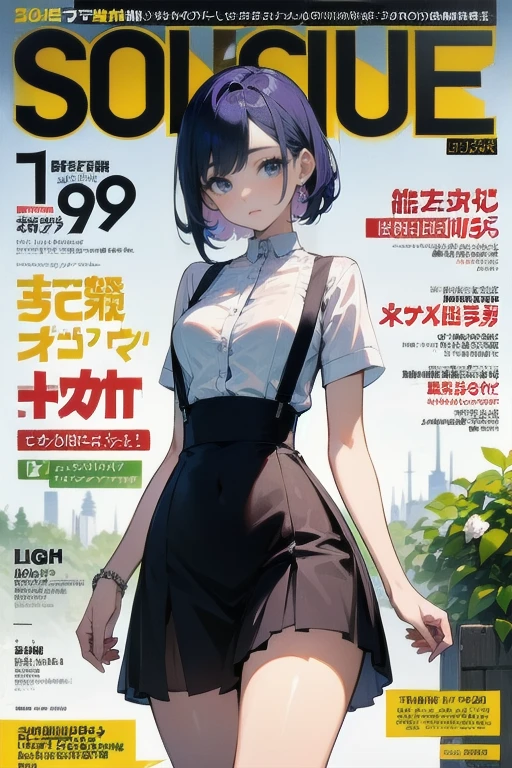 masterpiece, Top-class, Spring Dresses, Colored Hair, Outdoor, Magazine Cover, Sheer short skirt,, suspenders, Light tulle, Wide Hips, Narrow waist, Smooth, soft and delicate skin