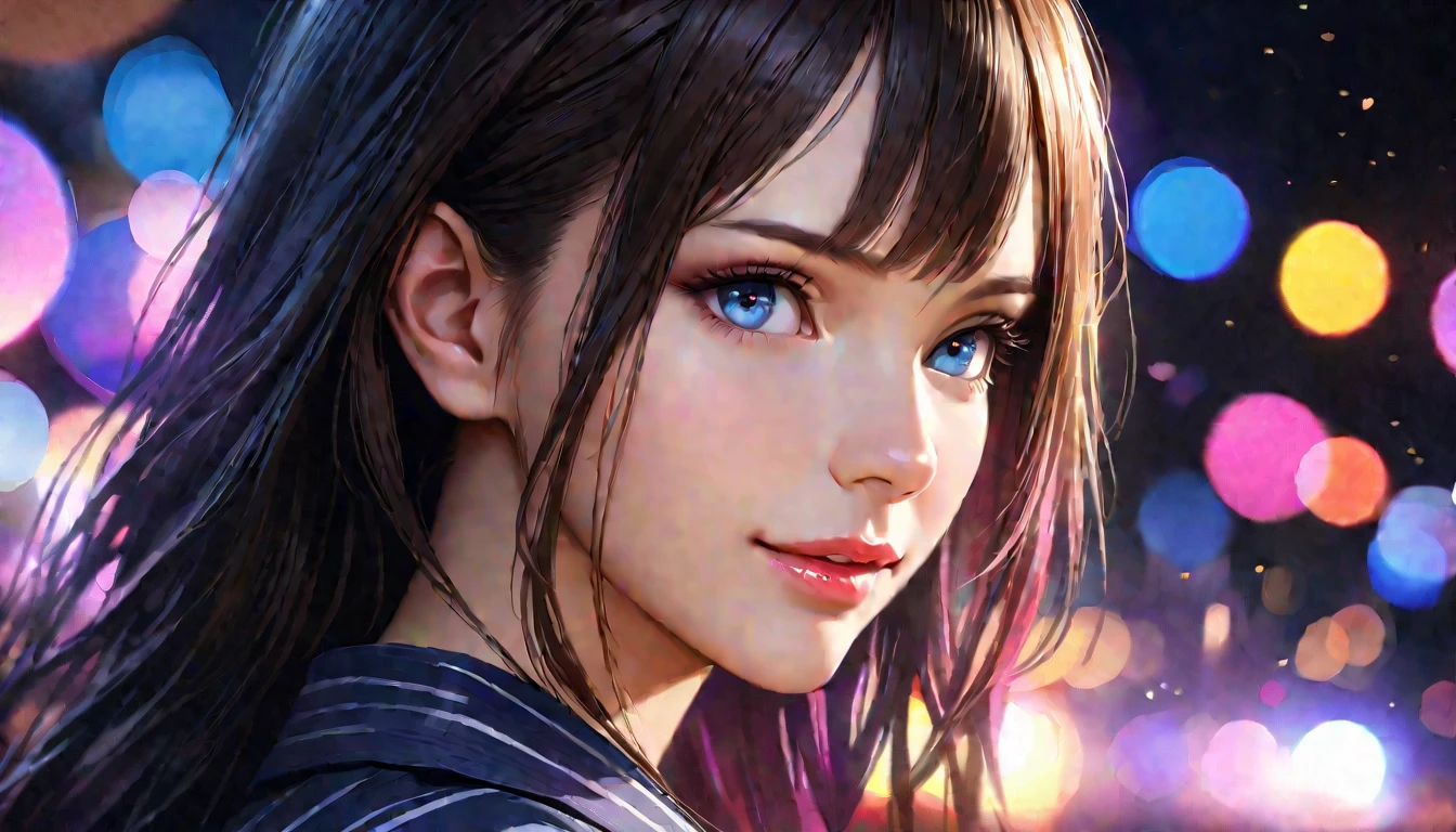 a beautiful girl wearing a yukata standing under the night sky looking at the stars, smiling with a sparkling effect, 1girl, detailed face, beautiful eyes, detailed lips, long eyelashes, medium: digital painting, vibrant colors, cinematic lighting, dreamlike, photorealistic, 8k, best quality, masterpiece:1.2, ultra-detailed, realistic:1.37, HDR, UHD, studio lighting, ultra-fine painting, sharp focus, physically-based rendering, extreme detail description, professional, vivid colors, bokeh