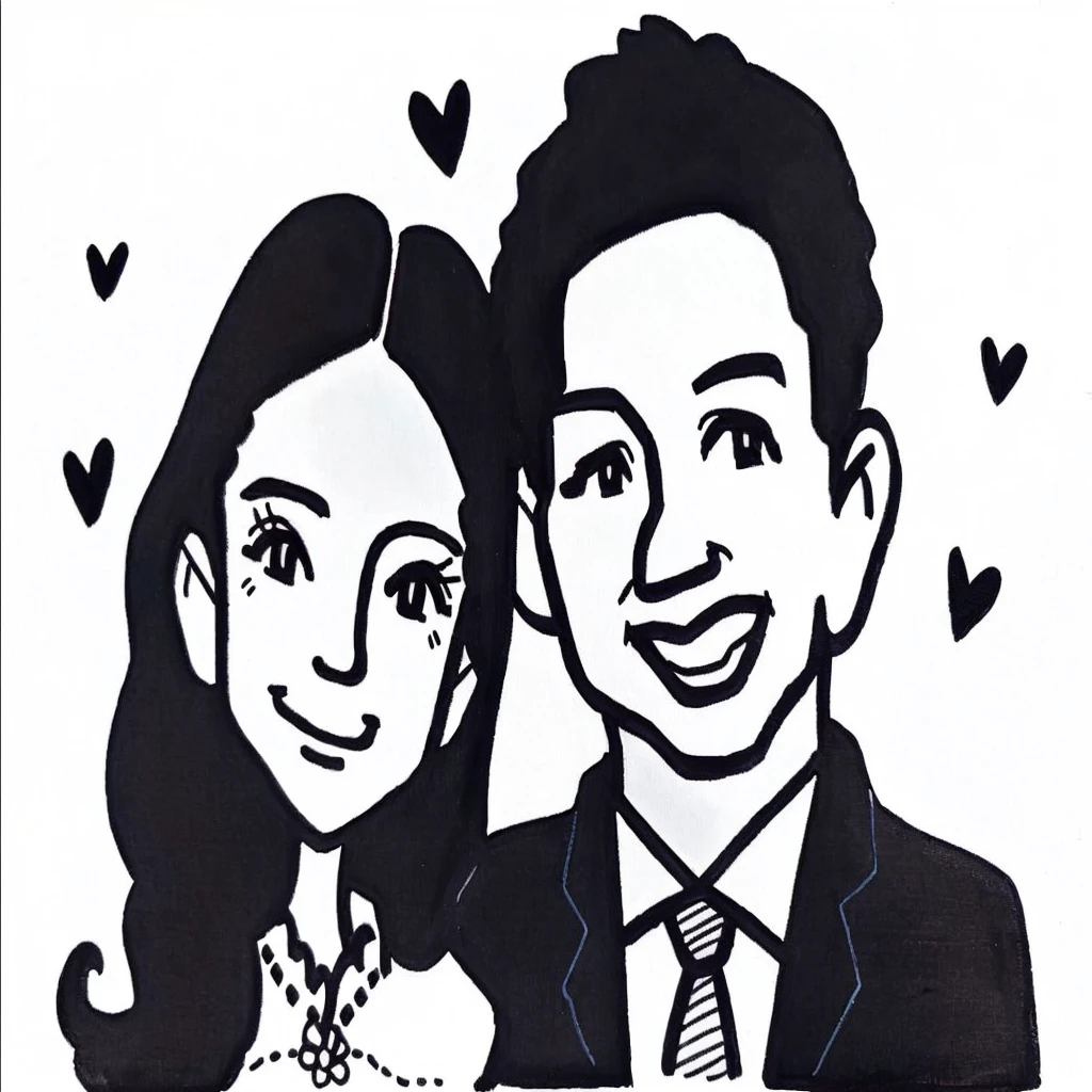 Cartoon，Hand Painted，wedding，Simplicity，Fresh