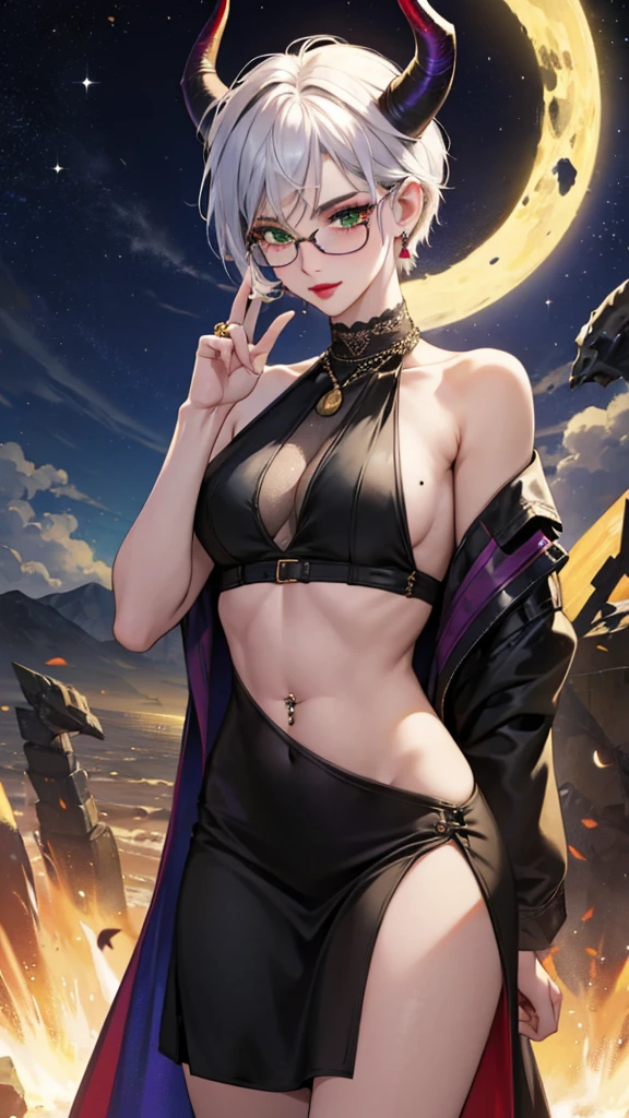 realistic, 1girl, white hair, purple eyes, glowing eyes, (elven:0.4), crop top, flapping plated miniskirt, (underboob:1.5), parted lips, blush, spread legs, night, night sky, shore, waves, medieval town, sky at night