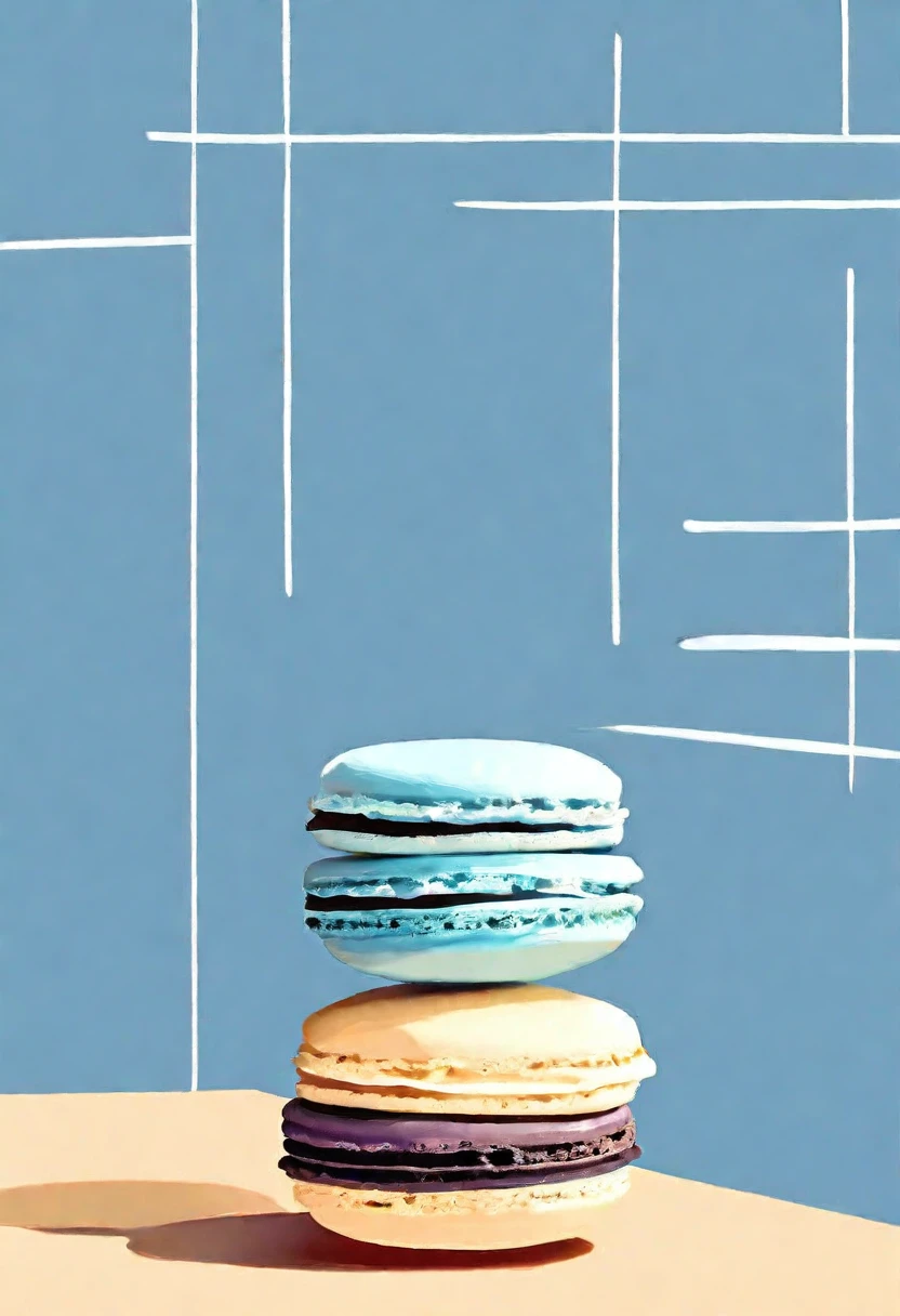 Minimalist style,Macaron color scheme,blue,Solid color background,Abstract Art,Outline with lines,Full of peace,画面充满了positive的情感,persist in、positive、growing up