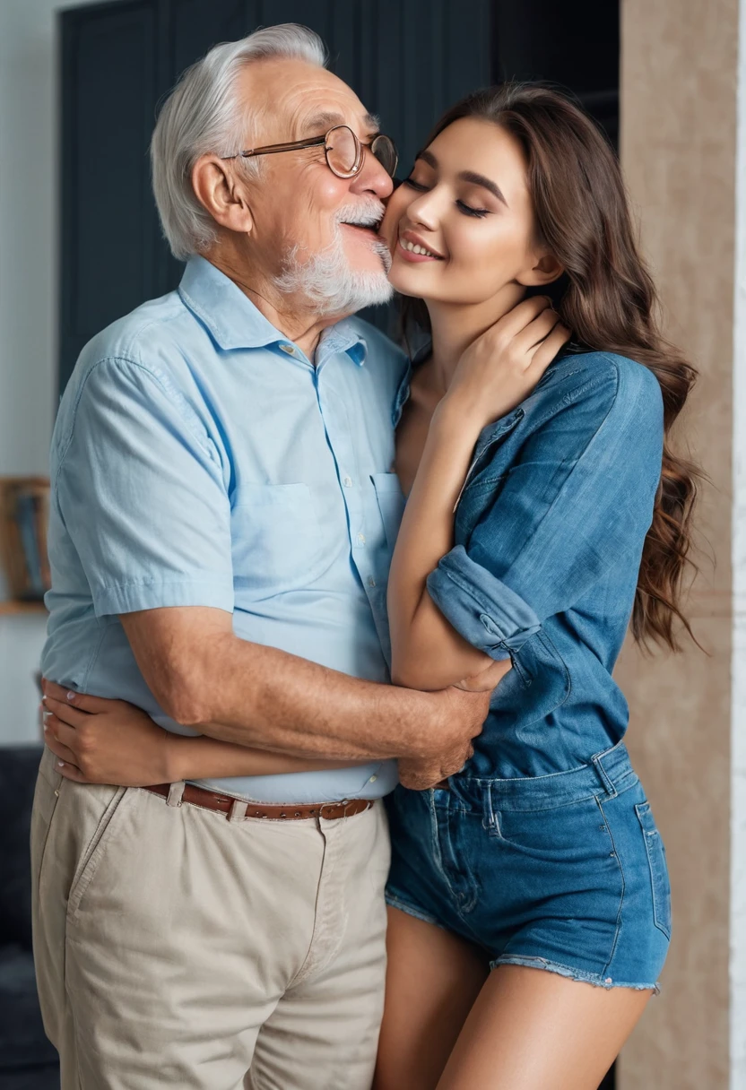 Old man sucking breast of young girl