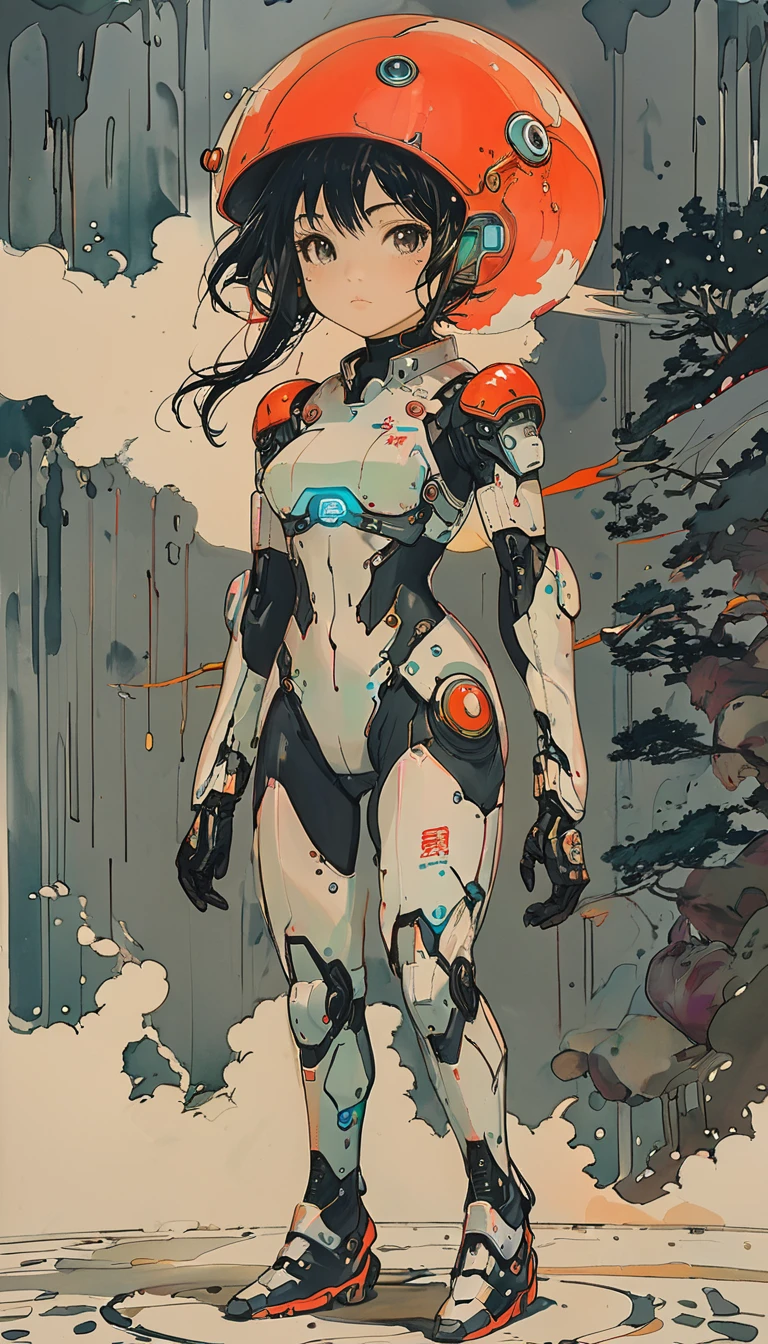 sketch、The Style of Kawanabe Kyosai、Girl、Powered Suit、Futuristic Design