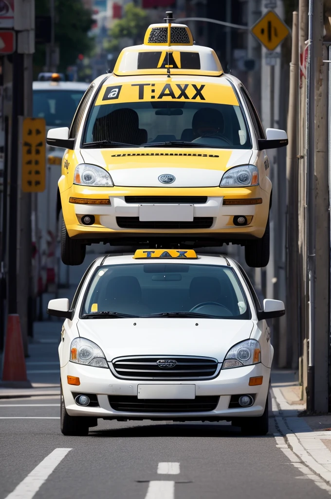 Create a stylized drawing of a white taxi that is crying.