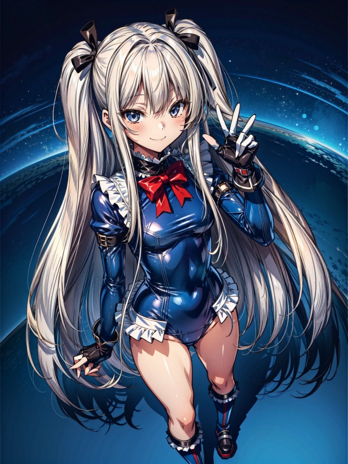 Masterpiece, Very detailed, Highest quality, Sharp focus, 12k, ultra hi resolution picture, big ,12k,Perfect Anatomy, Highest quality, Marie Rose,Wicked Smile,Provocative attitude
,,Wicked Smile,Anime Style,(Ruffled swimsuit, Knee socks, Removed sleeve), (Anime Style:1.4) ,
,(White fingers:1.1,Black gloves),
Hollow Eyes,,(1 little girl:1.6)、,(Very long hair:1.6),(whole body:1.3),
