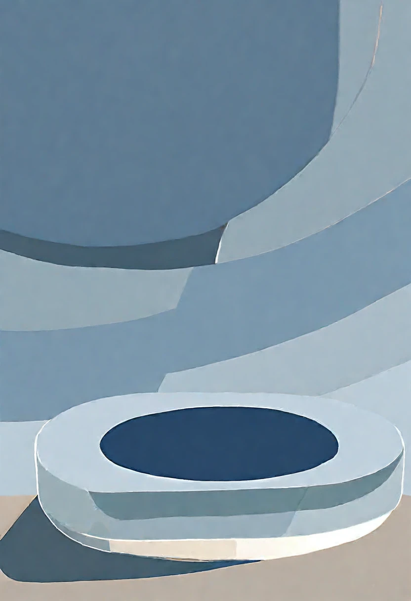 Minimalist style,Morandi color system,blue,Solid color background,Abstract Art,A circle,Full of peace,画面充满了positive的情感,persist in、positive、growing up