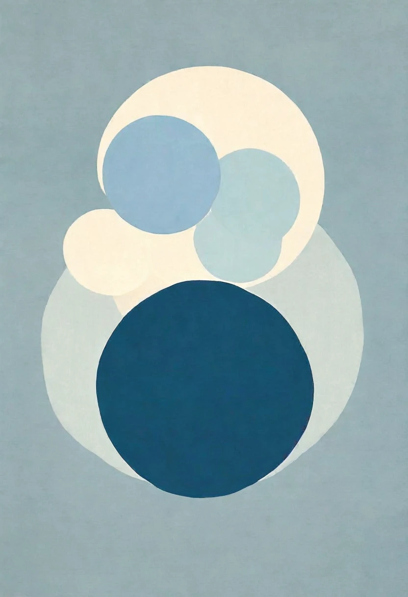 Minimalist style,Morandi color system,blue,Solid color background,Abstract Art,A circle,Full of peace,画面充满了positive的情感,persist in、positive、growing up
