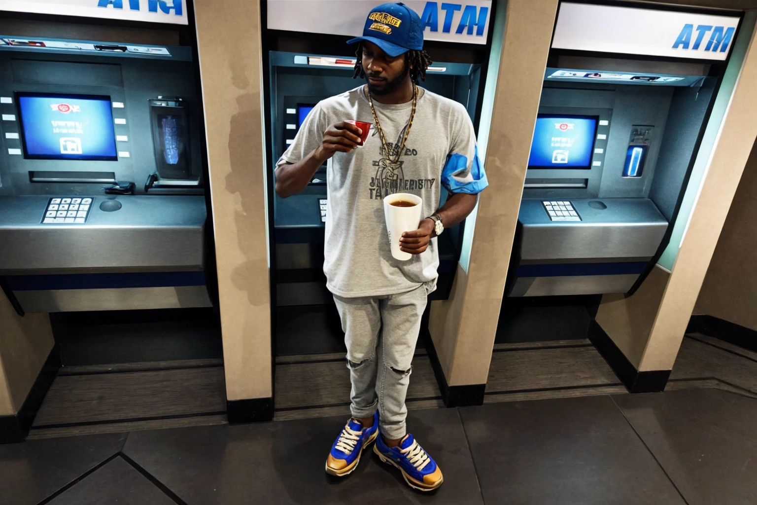 Man with blunt and cup in his hands