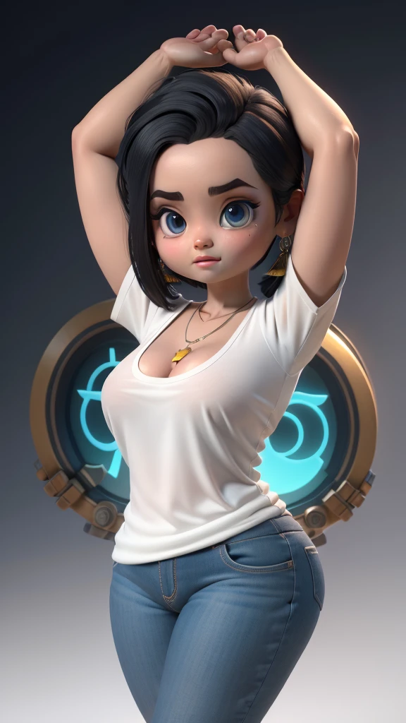 a woman round neck blouse and saree,big cheeks, swooping breasts, deep cleavage, angle face, round face,fair skin,open arms, sexy armpits,big penis, nipples, ass, necklace, ,(cinematic:1.3),a close up of a cartoon boy with a white shirt and blue pants, animation character, cute cartoon character, cartoon character, arnold maya render, 3d character, 3 d character, cute character, pixar cute character design, animated character design, stylized character, high quality character design, toon render keyshot, 3 d character render, cute pixar character, toon rendering