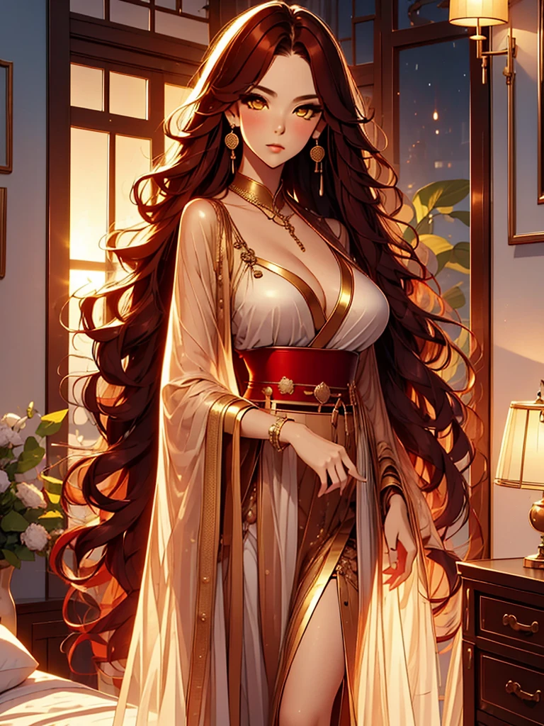 beautiful, Mark, Queen Mark, silver dress, deep décolleté, wavy red hair, golden eyes, Good, sexy, sensual, 