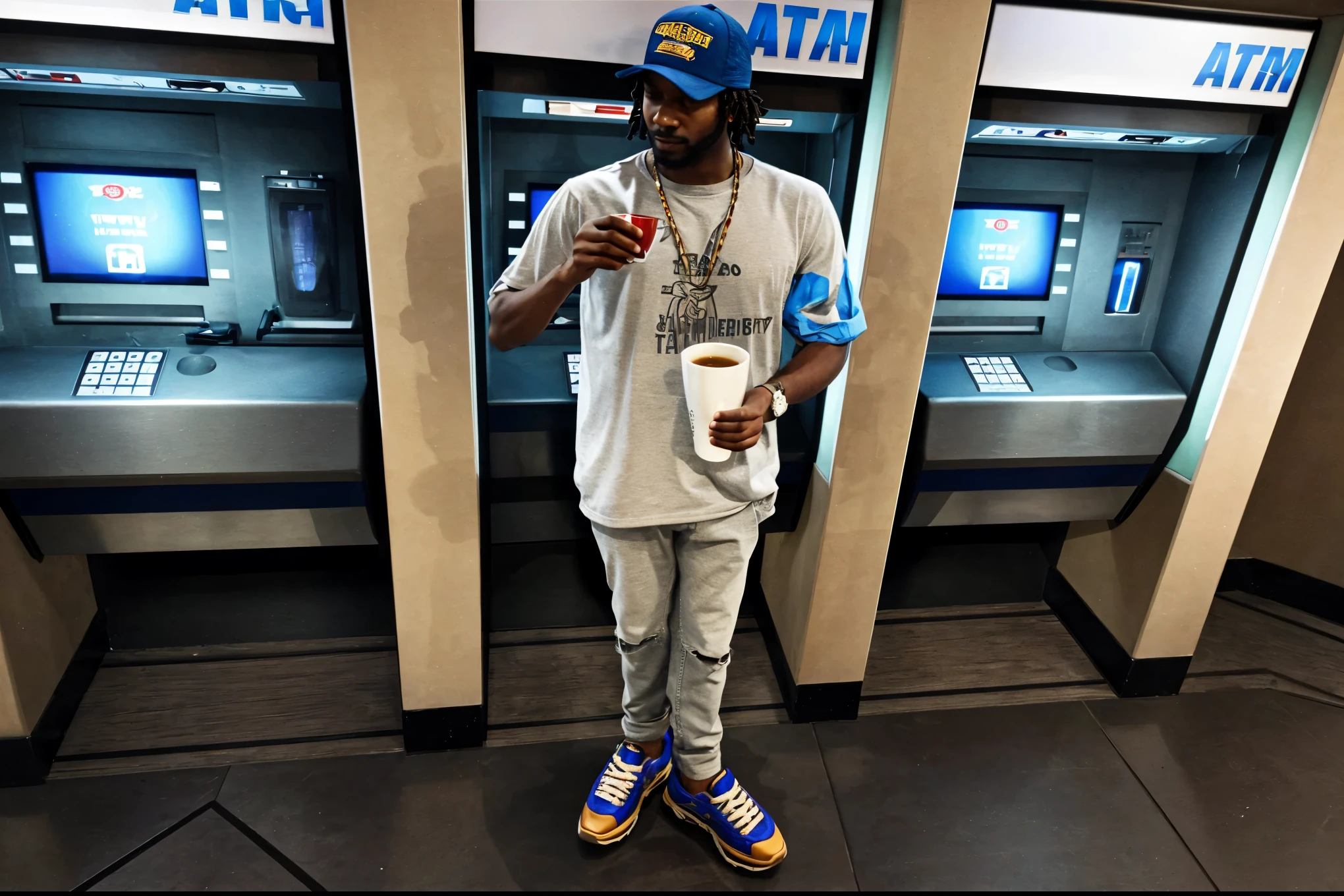 Man with blunt and cup in his hands