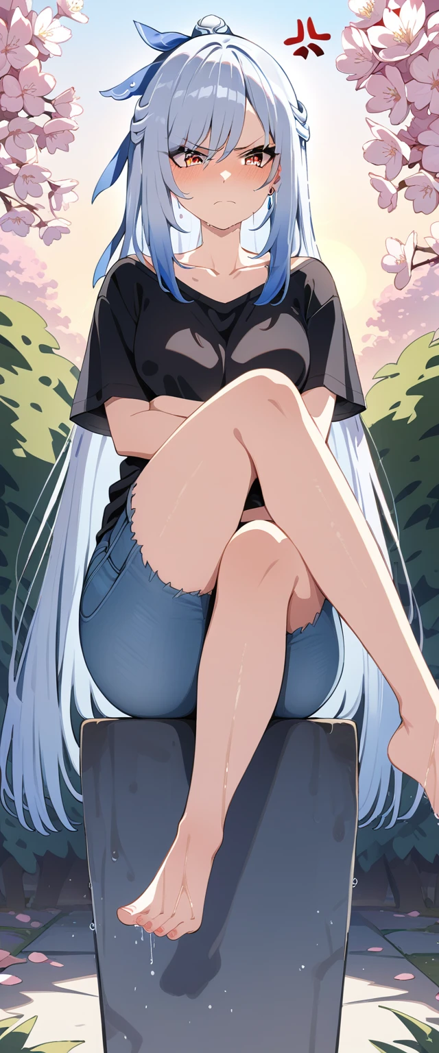 1female,11yo,teens girl,smallunderboob,Pornographic exposure, 独奏,(Background with:plains, distant mountains,in the summer, sunset, low orange rays of light, sun grass on the ground,exteriors) Casual silver hairstyle,squatting, seen from the front, in the distant mostly cloudy sky,cloudy sky in the distance above the horizon(((tmasterpiece),(Very detailed CG unity 8K wallpaper),best qualtiy,cinmatic lighting,detailed back ground,beatiful detailed eyes,Bright pupils,(Very fine and beautiful),(Beautiful and detailed eye description),ultra - detailed,tmasterpiece,)),face to the viewer,frontage,A high resolution,ultra - detailed),nakeness,Wipe off panties,revealing breasts,Bare genitalia, Bulge,Raised sexy,Lewd expression,Flushed complexion,Open-mouthed,frontage,(Wearing:black coat,anime short skirt, Black pantyhose, white panty)athletic sneakers