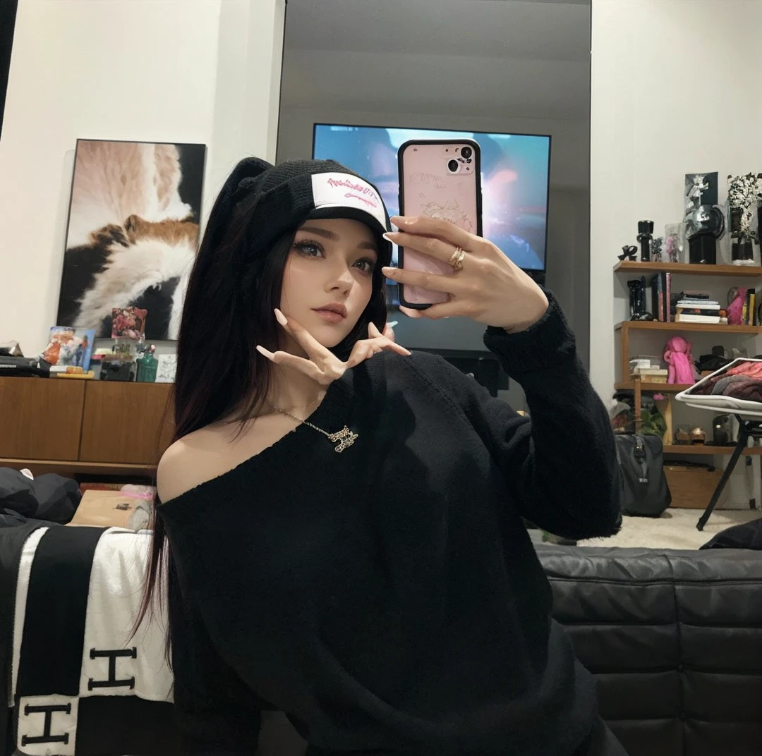 there is a woman that is taking a selfie in a mirror, smooth white tight clothes suit, ulzzangs, 2263539546], Anime girl in real life, 19-year-old girl, trending at cgstation, 1 8 I, 👅 👅, 2 4 year old female model, cruel korean goth girl