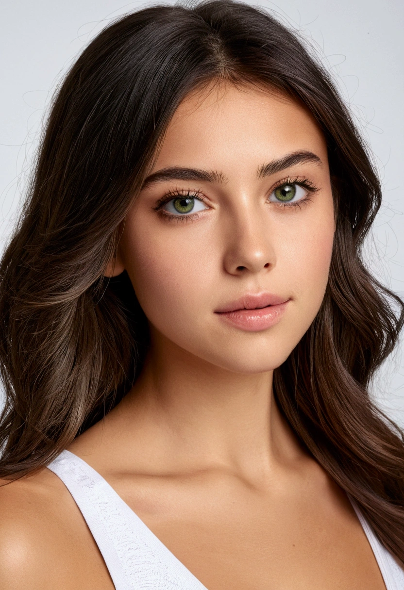 Photo très détaillée pleine du corps d&#39;une jeune, Belle fille of 23 years. Portrait sur fond blanc. Elle ressemble à ana de armas, madison beer, megane fox, ana belluci et julia molinari. Elle a aussi certaines caractéristiques d&#39;une femme italienne, a des lèvres charnues et juteuses, yeux détaillés, lèvres détaillées. A de grands yeux verts. Les cheveux sont raides, légèrement tordu, cheveux blond. Porter une robe noire. ((pré-)), Belle fille. (haute qualité, ultra-détaillé, Réaliste:1.2, ultra Réaliste 8k, ultra détaillé, couleurs vives, éclairage de studio. Tourné sur Sony A7lll 85 mm. modèle de visage 3D. Grand détail. hyper détaillé, Meilleure qualité, Ultra haute résolution, HDR, 8k)