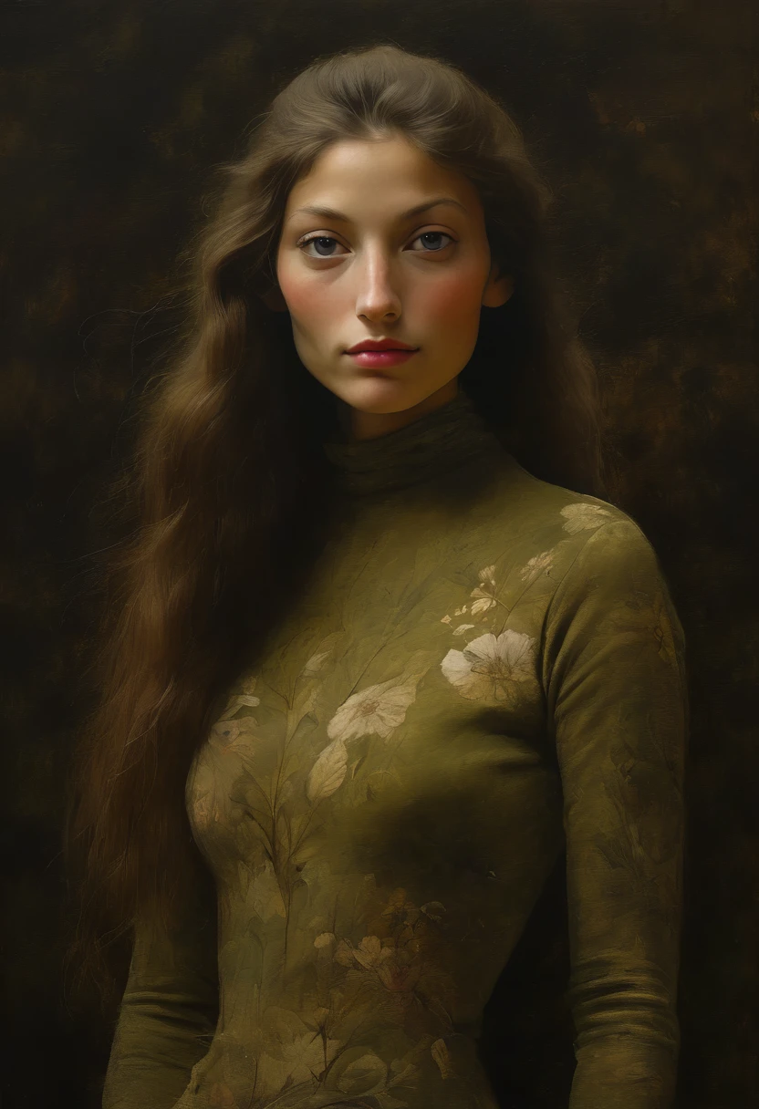 This is Andrew Wyeth - The Art of Andrew Wyeth - with a muted floral palette and a dry brush technique that creates a feeling of calm. (animation. beautiful Lebanese woman with long brown hair. perfect anatomy, beautiful expressive eyes. she wears a black turtleneck and olive green skinny jeans. its back side faces the camera 1one crescent moon, night, fairytale background) (minimalism: 1) . Dietary composition, ideal body anatomy.
