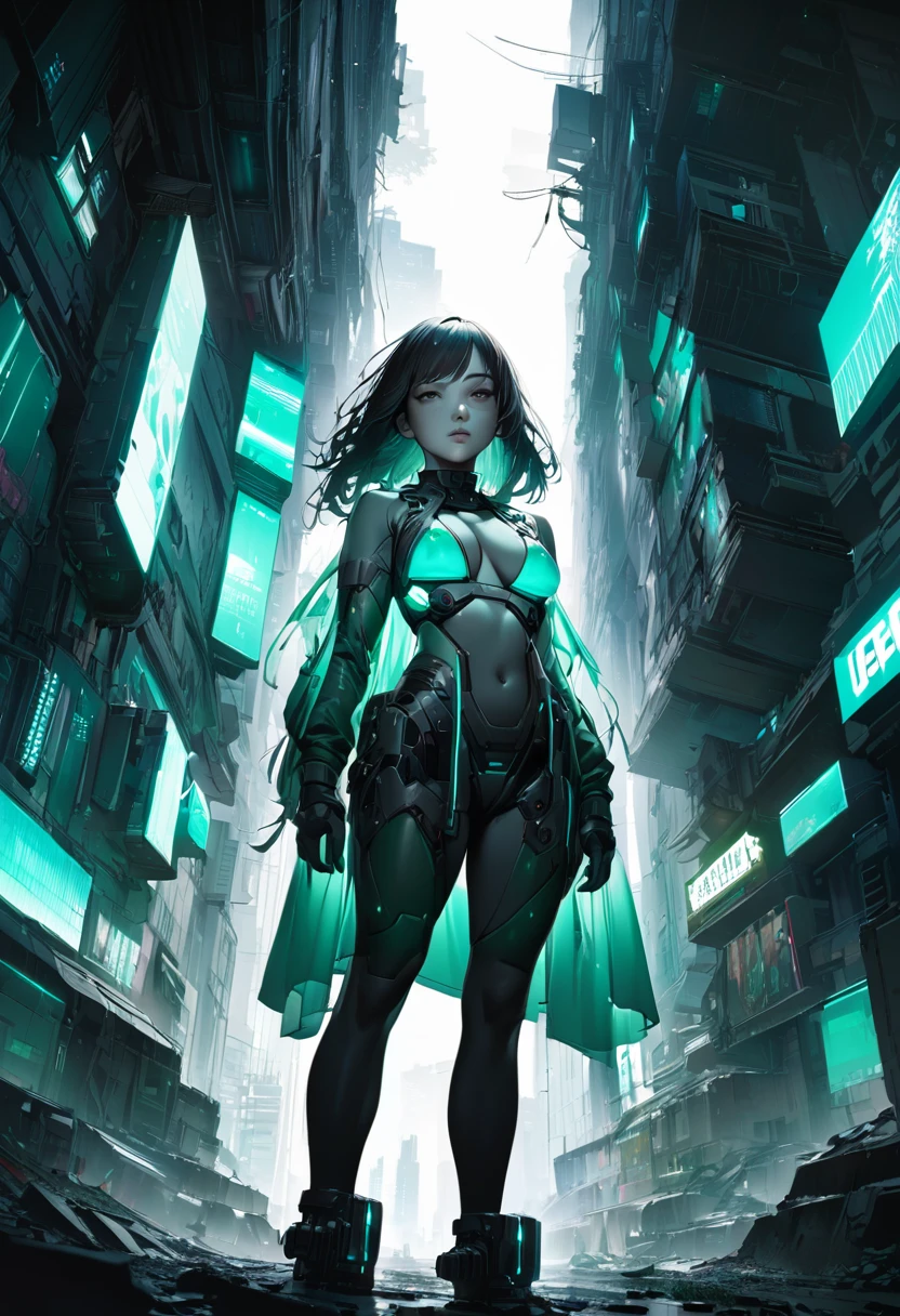 Monochrome Tiffany Blue, Highest quality, Super Fine, 16K, Unbelievably absurd, Very detailed, delicate and dynamic, pretty girl, Three-dimensional effect expressed through light and shadow, Eye-catching effect, modern art,
Monochrome Tiffany Blue, Highest quality, Super Fine, 16K, Unbelievably absurd, Very detailed, delicate and dynamic, pretty girl, Three-dimensional effect expressed through light and shadow,Low - Angle、 Emerald green eyes、Part of the clothing is see-through、Cinematic angles、optical fiber、Connected Cord、Illuminated parts See-through parts、Cyberpunk cityscape, young woman with long black hair wearing an emerald green powered exosuit, standing in a contemplative pose amidst the neon-lit ruins, textured digital art with muted tones and subtle ambient noise, detailed and intricate illustration, dystopian and gritty yet beautiful, a glimmer of hope in the decay,Fish Girl in Sci-fi translucent mechanical bikini ++,The bikini is see-through and sparkly
