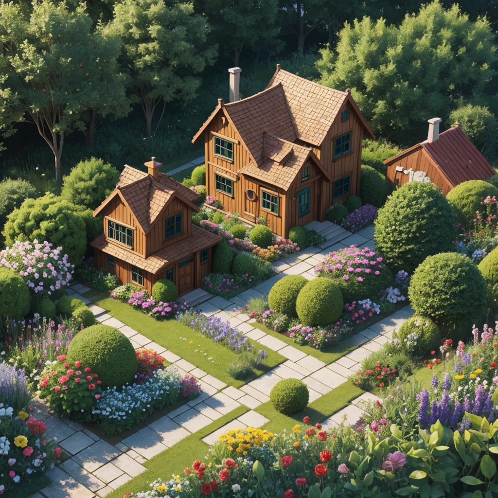 Cartoon house with garden

