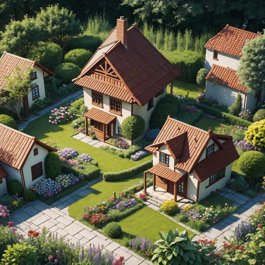 Cartoon house with garden
