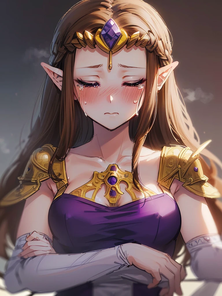((Enduring severe pain)),((Very detailed and beautiful face)),((Please show me your armpits)),((close up of face)),((((Exposed breasts)))),(((Reluctant)),((Exposed shoulders)),((((Upper Body)))),((Are crying)),,((alone))Anime art style,masterpiece,(Highest quality), (Very detailedな),(Very delicate and beautiful),(alone),(Detailed face ),(((片Close ~ eyes))),(((((Mature Woman,Queen))))),((Very beautiful portrait)),((crinoline)),,((Straight Long Hair),((Close ~ eyes)),((Close your mouth)),((Lewd)),(((Purple blouse))),((Embarrassed expression)),((Dark brown hair)),Blushing,Princess Zelda, ((Highest quality)), (Very detailed), ,(((constrained))),beauty,beautiful,Princess Zelda, ticker,)), ((steam)),nintendo, the legend of zelda,More blushing