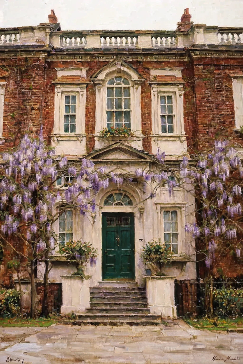 the wisteria house from bridgerton oil painting