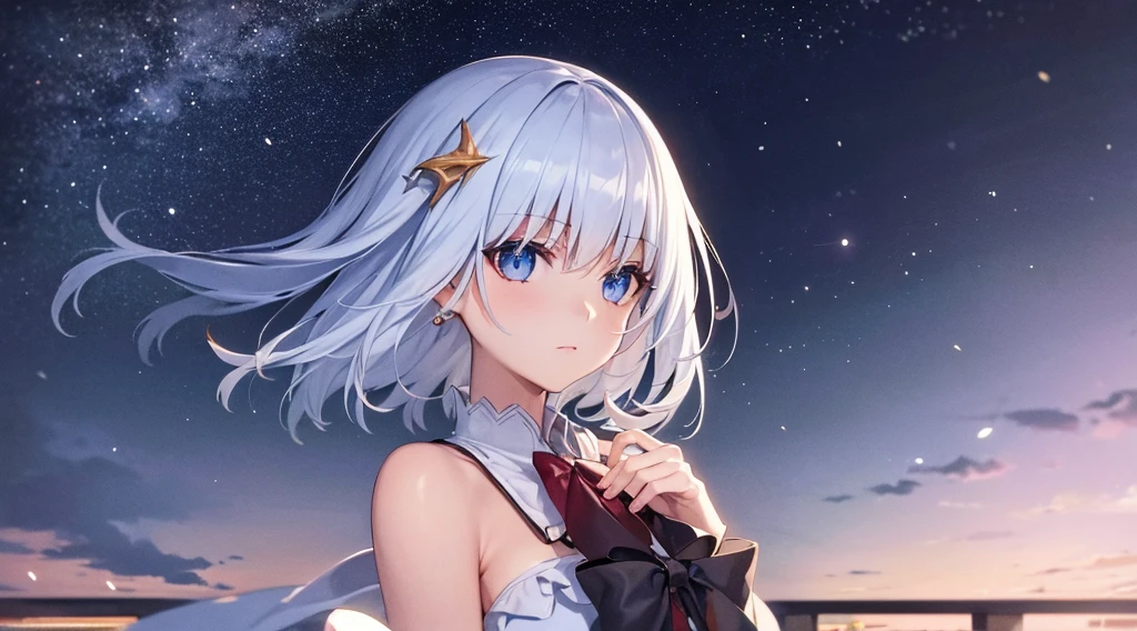 (best quality,4k,8k,highres,masterpiece:1.2),ultra-detailed,(realistic,photorealistic,photo-realistic:1.37),1girl,blue eyes, short hair, white hair, hair clips, hair pins, wearing white hoodies,city,winter snow,night,absurdres,high res, ultrasharp, 8K, masterpiece, looking at viewer, fantasy, magical, snowy rooftops, frosty breath rising, glowing streetlights, ethereal atmosphere, dreamlike, serene, quiet streets, distant city skyline, soft falling snowflakes, intricate details of the girl's face and outfit, delicate snowflakes on her eyelashes, mysterious expression, enchanting beauty, captivating gaze, snow-covered trees, blurred lights in the background, vibrant red contrasted against the white snow, mesmerizing scene, evoking a sense of wonder and magic. BREAK outdoors, city, BREAK looking at viewer, BREAK (masterpiece:1.2), best quality, high resolution, unity 8k wallpaper, (illustration:0.8), (beautiful detailed eyes:1.6), extremely detailed face, perfect lighting, extremely detailed CG, (perfect hands, perfect anatomy),
