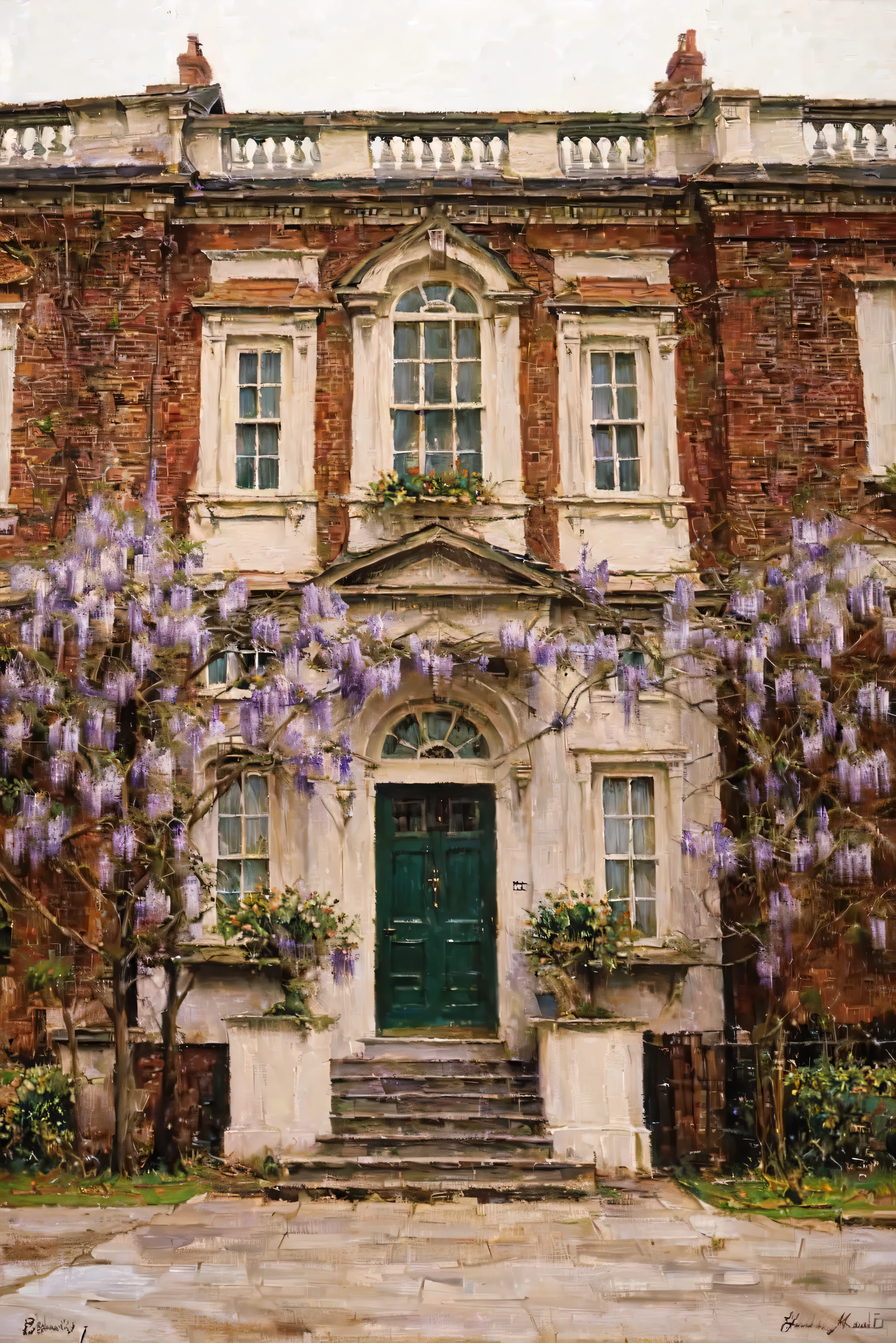 the wisteria house from bridgerton oil painting