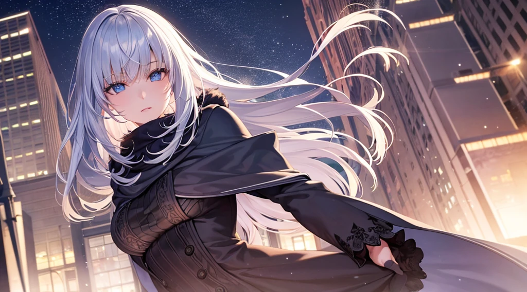 (best quality,4k,8k,highres,masterpiece:1.2),ultra-detailed,(realistic,photorealistic,photo-realistic:1.37),1girl,blue eyes, short hair, white hair, hair clips, hair pins, wearing white hoodies,city,winter snow,night,absurdres,high res, ultrasharp, 8K, masterpiece, looking at viewer, fantasy, magical, snowy rooftops, frosty breath rising, glowing streetlights, ethereal atmosphere, dreamlike, serene, quiet streets, distant city skyline, soft falling snowflakes, intricate details of the girl's face and outfit, delicate snowflakes on her eyelashes, mysterious expression, enchanting beauty, captivating gaze, snow-covered trees, blurred lights in the background, vibrant red contrasted against the white snow, mesmerizing scene, evoking a sense of wonder and magic. BREAK outdoors, city, BREAK looking at viewer, BREAK (masterpiece:1.2), best quality, high resolution, unity 8k wallpaper, (illustration:0.8), (beautiful detailed eyes:1.6), extremely detailed face, perfect lighting, extremely detailed CG, (perfect hands, perfect anatomy),
