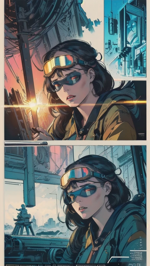(((masterpiece, highest quality))),(((solo:1.2))),(((1girl:1.2))),(((32k wallpaper))),(very detailed, vintage science fiction),((((((geometric cinematic movie poster)))))), (bauhaus), shape,(((abstract))),(mid century modern),movie poster,(((((portfolio))))),(((((Close-up))))),(((((bust up))))),((((more various angle)))),(((ultimate highlight))),Vast landscape,((((complete. detailed face)))),(((Extremely talented))),(((most complecated machine))),(((text))),(((typography))),(((((best complicated machine))))),(((((genius mechanic))))),(((gorgeous light leak))),(((perfect detailed Infrared Goggles,))),(((extreme reflection lens))),