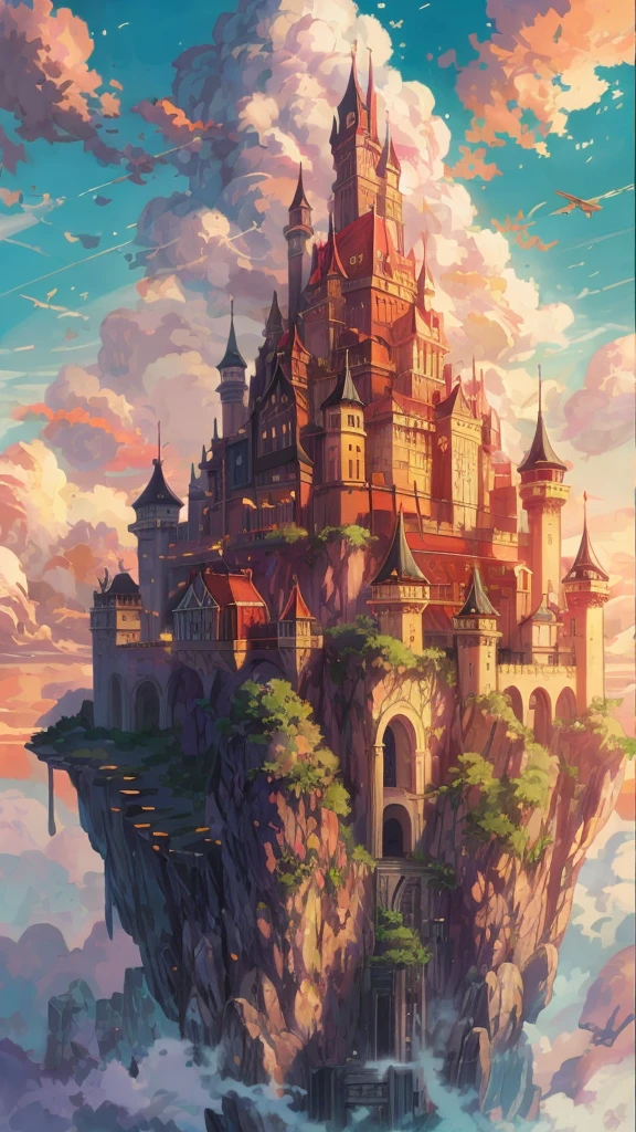 Floating cartoon castle on night sky background, Flying Cloud Castle, 空にFloating Palace, Giant floating castle, Castle in the Sky, Castle in the Sky style, Flying Castle, 天にFloating Palace, Cloud Palace, abandoned Castle in the Sky, Beautifully detailed fantasy, Fantasy Castle, high Fantasy Castle, Floating Palace,Spectacular landscapes,Floating completely in the air,