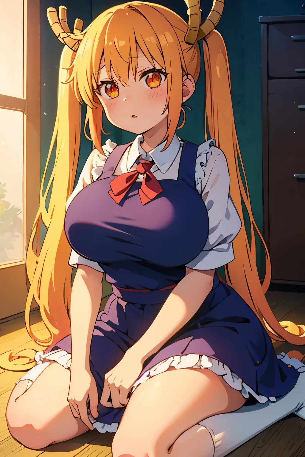 Tohru,1 girl,twin tails,room,big breasts