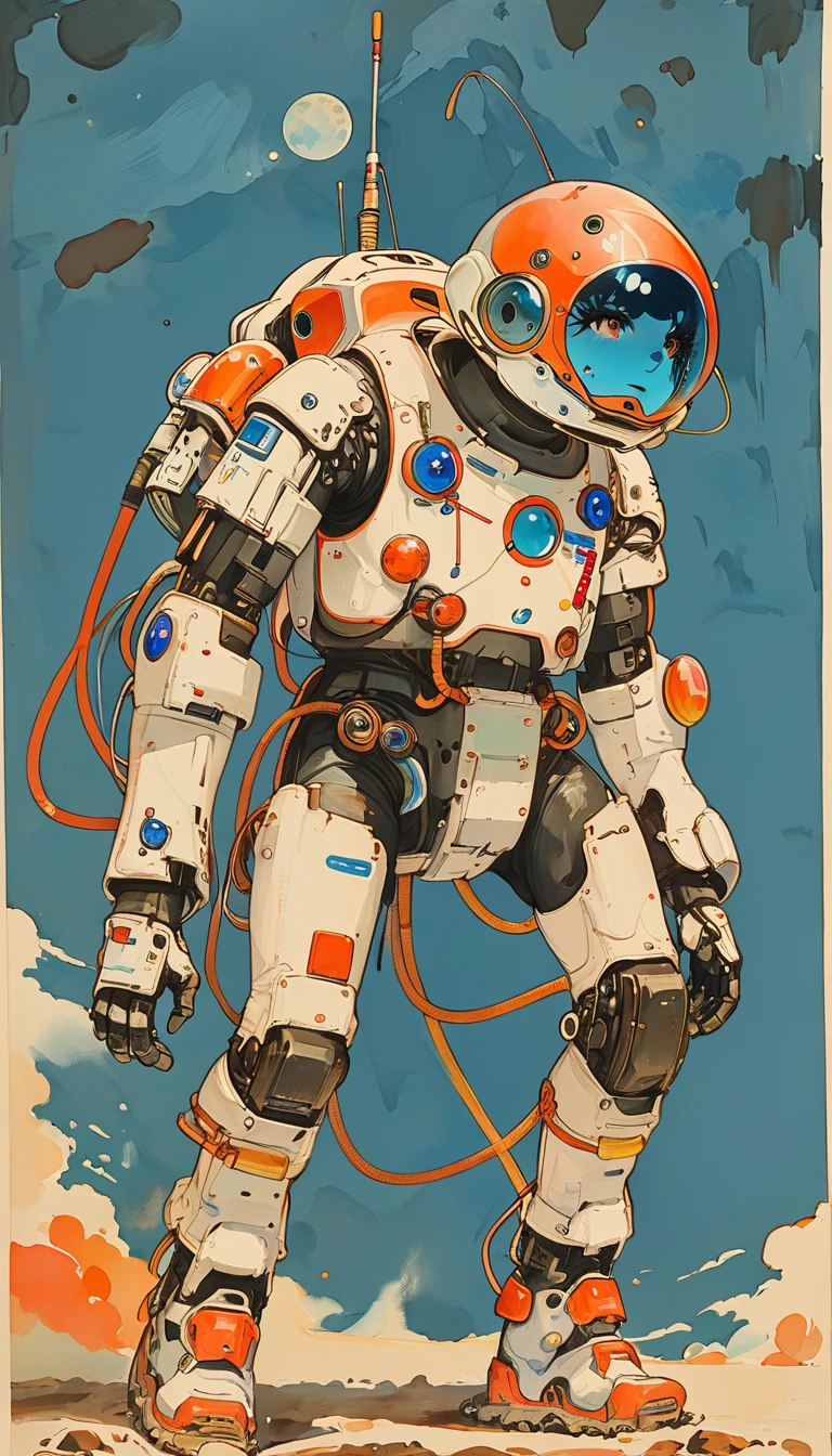 sketch、The Style of Kawanabe Kyosai、Spacesuit、70s style、