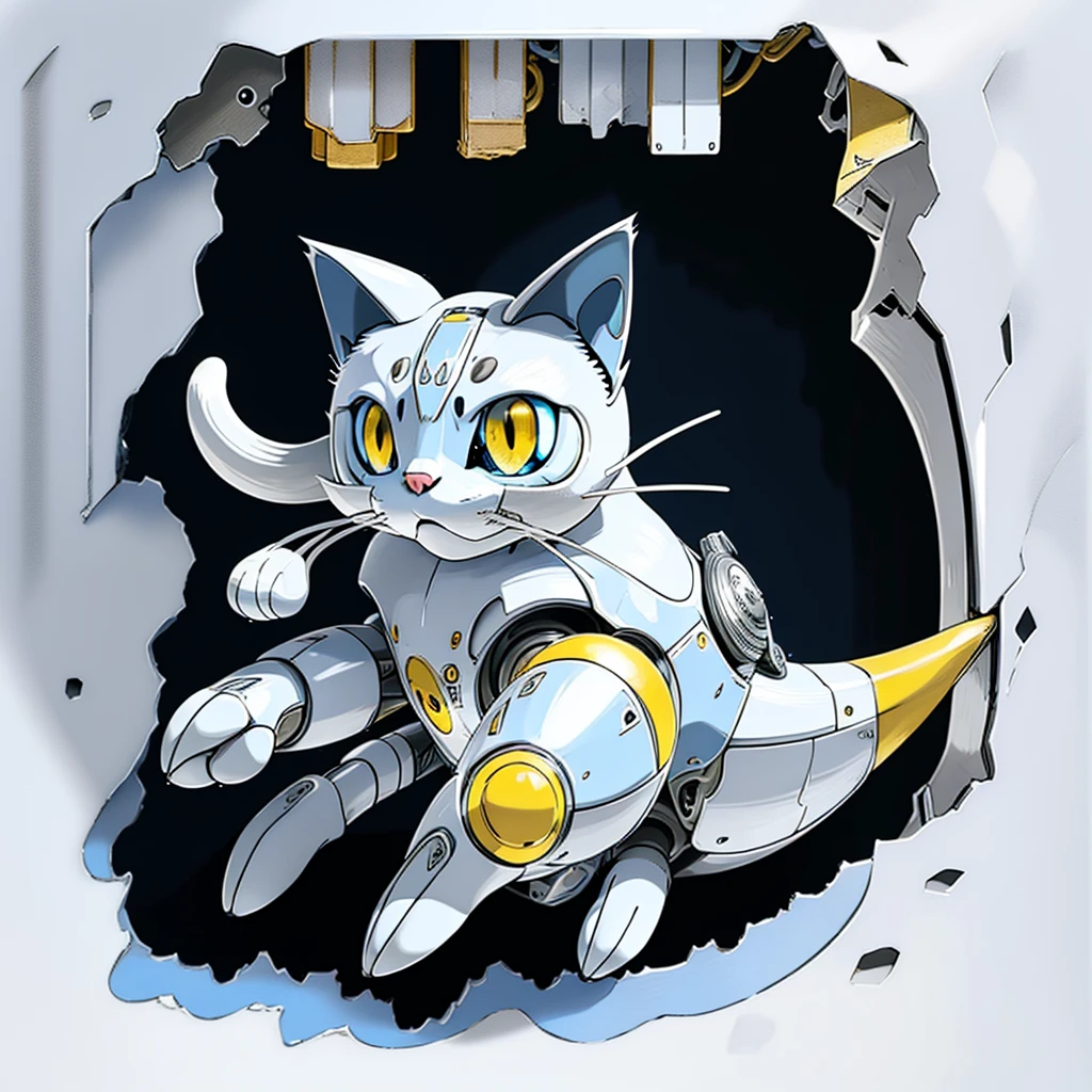 cat silver and blue body, full body, simple background, white background, masterpiece, pokemon, (illustration:1.5), anime, yellow eyes, solo, 