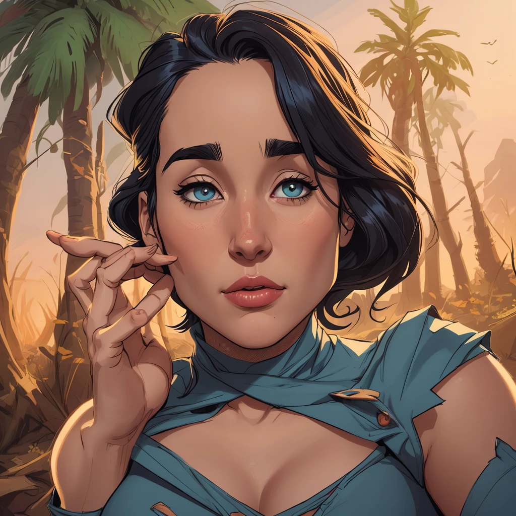 Character immunizing photography poses Cartoon image of a woman .cartoon style illustration, cartoon art style, cartoon art style, digital illustration style, highly detailed character design, courage detailed digital art, Forest fan art, Portrait Character Design, beautiful digital illustration, high-quality portrait, comic book art, young woman with beautiful hair . Beautiful lined eyes Medium large bust and wonderful clothes. image expression of nerd desire from waist to head illustration Jennifer Connelly and Salma haiek