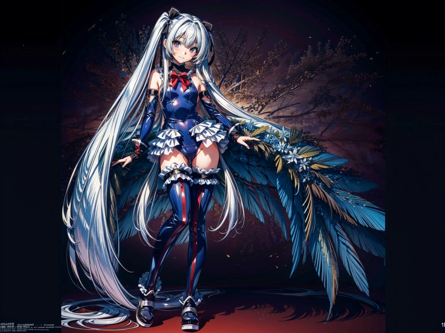 Masterpiece, Very detailed, Highest quality, Sharp focus, 12k, ultra hi resolution picture, big ,12k,Perfect Anatomy, Highest quality, Marie Rose,,Provocative attitude
,,evilSmile,Anime Style,(frilled swimsuit,thighhighs,detached sleeves), (Anime Style:1.4) ,
,(White fingers:1.1,Black gloves),
Hollow Eyes,,(1 )、,(Very long hair:1.6),(full  body:1.3),
