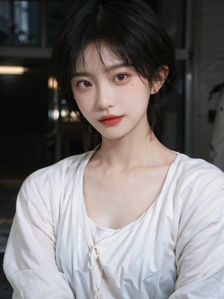 (Skin details:1.4), (smooth skin textures:1.3), (Upper body:1.4),(Upper Body:1.3)Lipstick, background, earrings, serene, calm, (Realistic and detailed eyes:1.2), Natural skin texture, Realistic facial details, Soft dramatic lighting, Vivid details, 35 mm film, outdoor, (Photo Practical:1.4), (hyper Practical:1.4), (Practical:1.3), (Smoother lighting:1.05), (Improve lighting quality:0.9), (Highest quality real skin textures:1.4), Exquisite eyes, Delicate face, Close-up of face, (Enhance the beauty of skin texture:1.1), Hair details,(Large Breasts:1.3)normal body ratio, short hair, Moles under the eyes, A faint smile,Portrait Photography, Depth of Field, Bokeh, Surrealism, Ray Tracing, (Portrait Photography:1.1), Surrealism, High Detail, Chiaroscuro, Ray Tracing, reflected light, Ultra HD, Ultra HD, masterpiece, Textured Skin, Super Detail, High Detail, high quality, best quality
