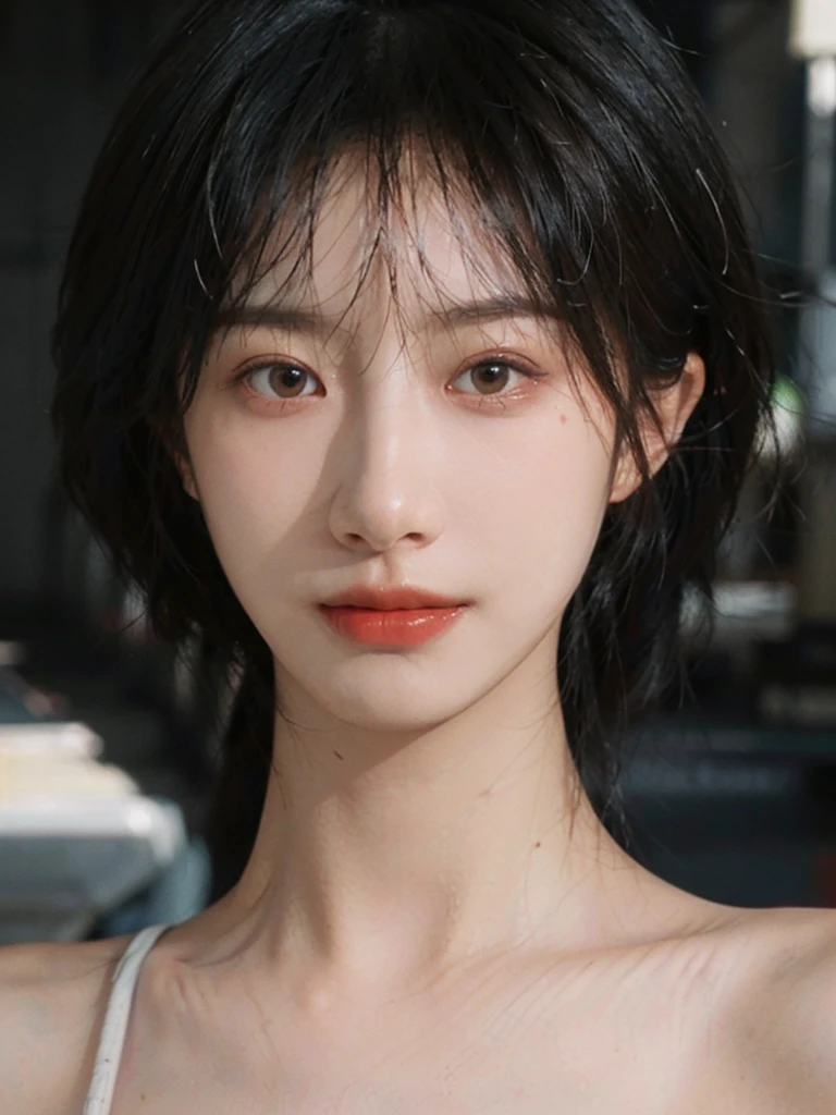 (Skin details:1.4), (smooth skin textures:1.3), (Upper body:1.4),(Upper Body:1.3)Lipstick, background, earrings, serene, calm, (Realistic and detailed eyes:1.2), Natural skin texture, Realistic facial details, Soft dramatic lighting, Vivid details, 35 mm film, outdoor, (Photo Practical:1.4), (hyper Practical:1.4), (Practical:1.3), (Smoother lighting:1.05), (Improve lighting quality:0.9), (Highest quality real skin textures:1.4), Exquisite eyes, Delicate face, Close-up of face, (Enhance the beauty of skin texture:1.1), Hair details,(Large :1.3)normal body ratio, short hair, Moles under the eyes, A faint smile,Portrait Photography, Depth of Field, Bokeh, Surrealism, Ray Tracing, (Portrait Photography:1.1), Surrealism, High Detail, Chiaroscuro, Ray Tracing, reflected light, Ultra HD, Ultra HD, masterpiece, Textured Skin, Super Detail, High Detail, high quality, best quality