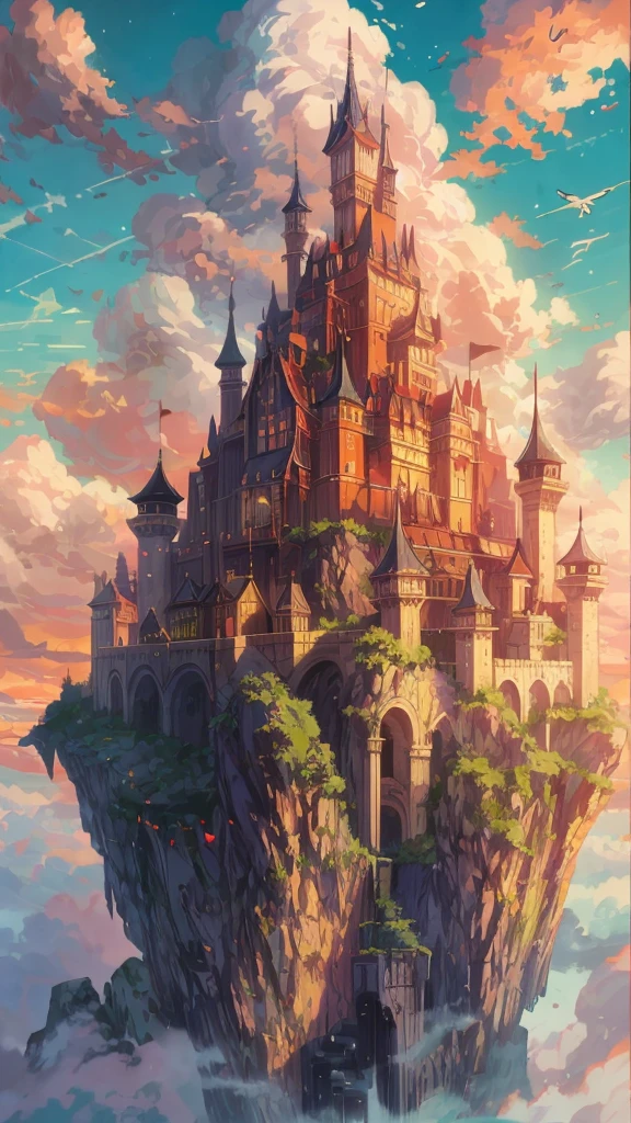 night,night空,night,night,night,night空を背景に空に浮かぶアニメの城, night空に空飛ぶ雲の城, night空にFloating Palace,night空に 超巨大な浮遊城, Castle in the Sky, Castle in the Sky style, Flying Castle, nightの天にFloating Palace, Cloud Palace, abandoned Castle in the Sky, Beautifully detailed fantasy, Fantasy Castle, high Fantasy Castle, Floating Palace,Spectacular landscapes,Floating completely in the air,night,night景,dark,nightに浮かぶ城