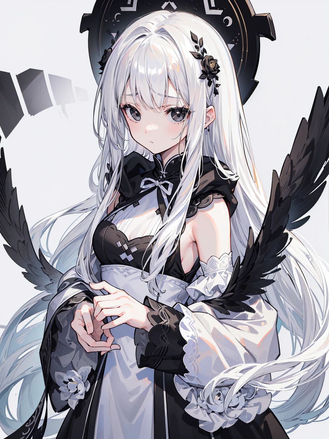 (masterpiece, top quality, best quality, official art, beautiful and aesthetic),1girl,solo,full body,look at viewer,white eyes,bones carving skin,dark white and light white,hollow body,meticulous portraiture,