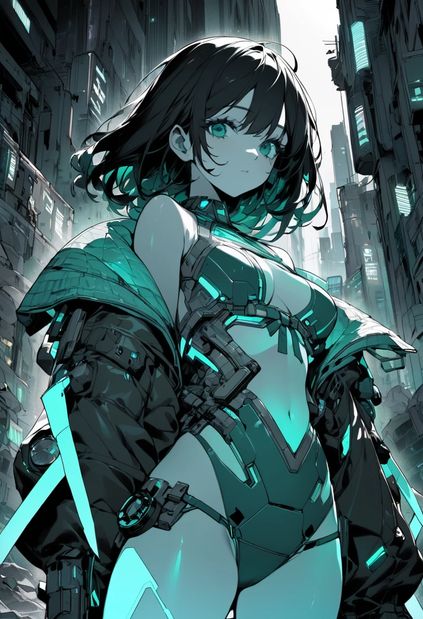 Monochrome Tiffany Blue, Highest quality, Super Fine, 16K, Unbelievably absurd, Very detailed, delicate and dynamic, pretty girl, Three-dimensional effect expressed through light and shadow, Eye-catching effect, modern art,
Monochrome Tiffany Blue, Highest quality, Super Fine, 16K, Unbelievably absurd, Very detailed, delicate and dynamic, pretty girl, Three-dimensional effect expressed through light and shadow,Low - Angle、 Emerald green eyes、Part of the clothing is see-through、Cinematic angles、optical fiber、Connected Cord、Illuminated parts See-through parts、Cyberpunk cityscape, young woman with long black hair wearing an emerald green powered exosuit, standing in a contemplative pose amidst the neon-lit ruins, textured digital art with muted tones and subtle ambient noise, detailed and intricate illustration, dystopian and gritty yet beautiful, a glimmer of hope in the decay,Fish Girl in Sci-fi translucent mechanical bikini ++,The bikini is see-through and sparkly