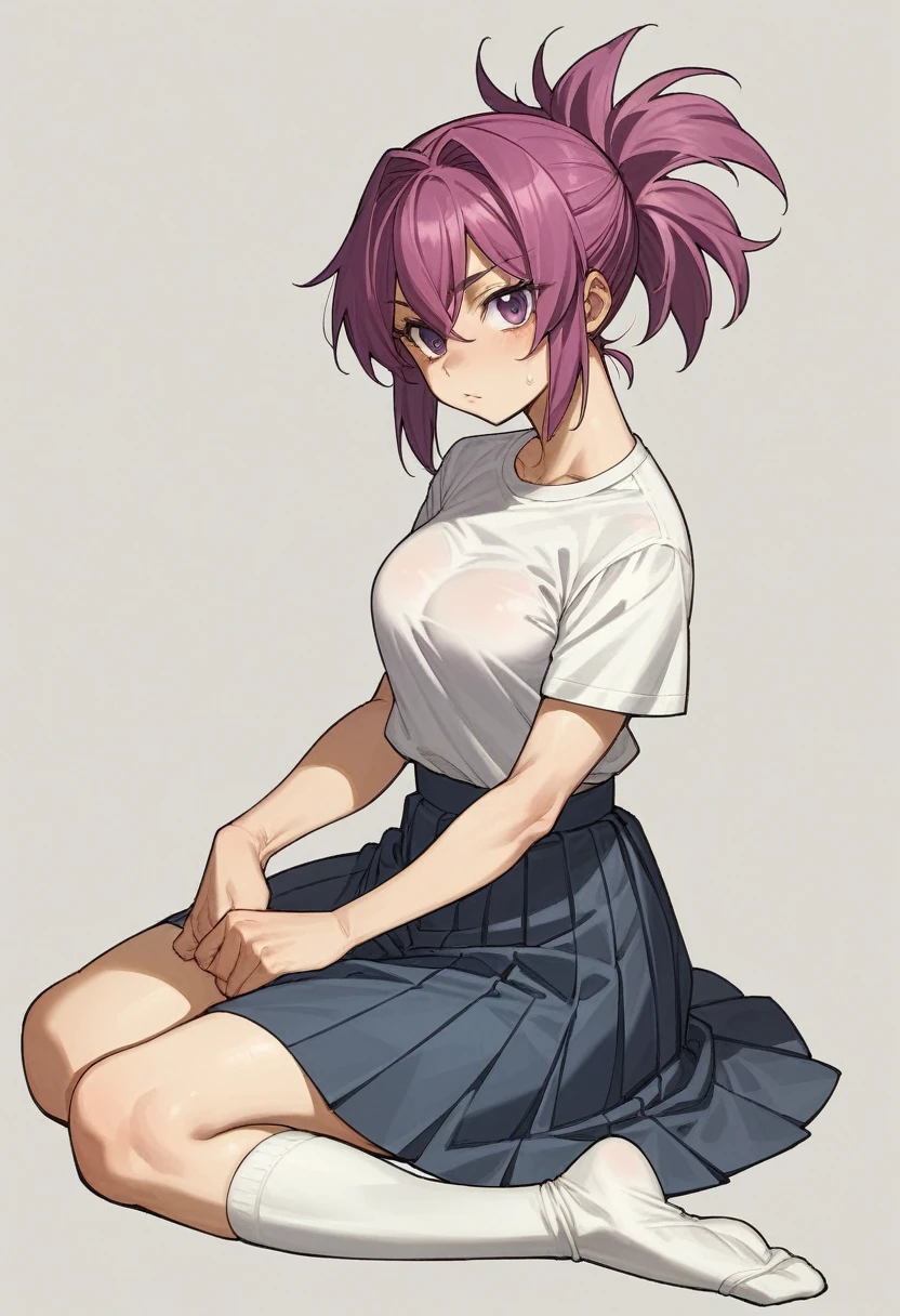 1 girl,Shinobu Kosho,Skirt,tight shirt,White socks