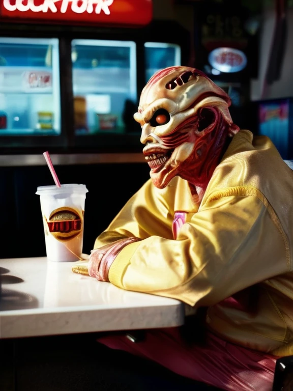 fleshmutant bodyhorror working at a fast food restaurant,close up,, true to life, HDR image,High detail resolution,soft eyes,natural skin,high detailed face,high detailed cloth,film photography,vintage,cinematic lighting,realistic,sharp focus,(very detailed),((4K HQ)),depth of field,f/1.2,Leica,8K HDR,High contrast,shadows, bokeh,(detailed and realistic skin texture),(detailed clothing),(detailed background),detailed skin,(highly detailed skin),(8K HDR photo),realistic texture,realistic shadows,accurate to life,living image,lifelike