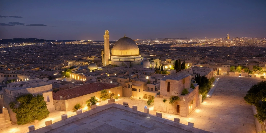 Mount of Olives at night, realistic image, 4k, ultra hd