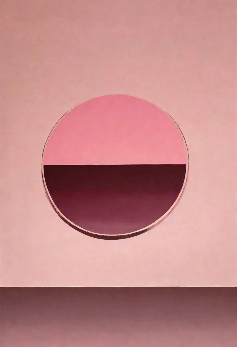 Minimalist style，Morandi color system，pink，Solid color background，Abstract Art，A circle，Full of peace，画面充满了positive的情感，persist in、positive、growing up